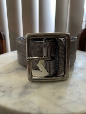 VTG NWOT CLUB MONACO Kayla Lizard Silver Leather Belt with Silver Buckle